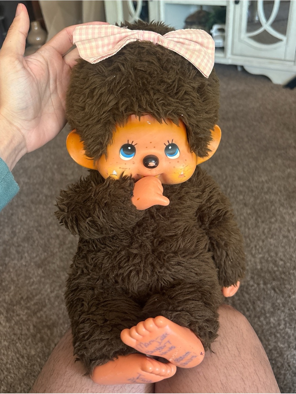 vintage 1974 Sekiguchi girl bow Monchhichi